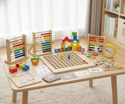 Jogo de Tabuleiro de Multiplicação Montessori de Madeira