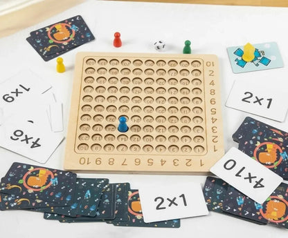 Jogo de Tabuleiro de Multiplicação Montessori de Madeira