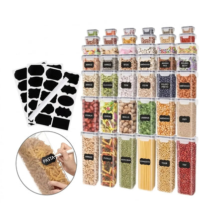 Kit 14 Potes Herméticos Empilháveis Quadrados