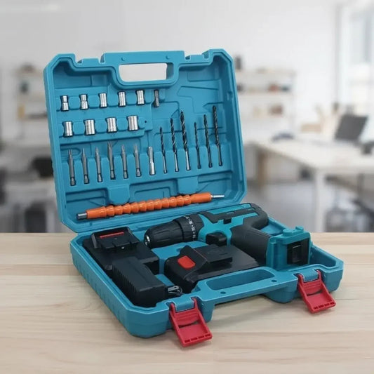 Kit Parafusadeira/Furadeira 28 Peças + 2 Baterias Portáteis + Maleta De Brinde