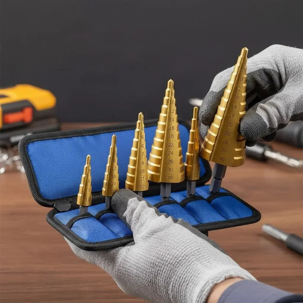 Kit Completo 6 Brocas Escalonadas de Titânio