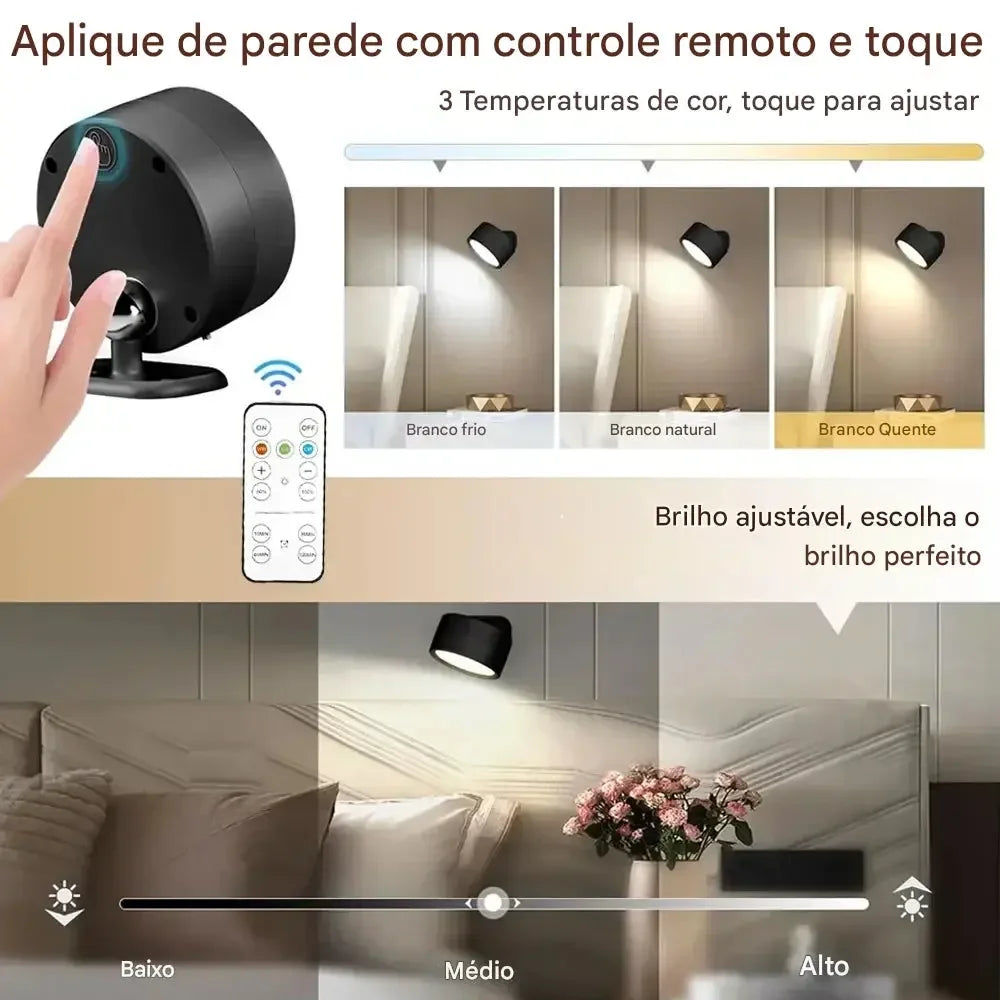 Luminária de Parede LED Moderna Sem Fio