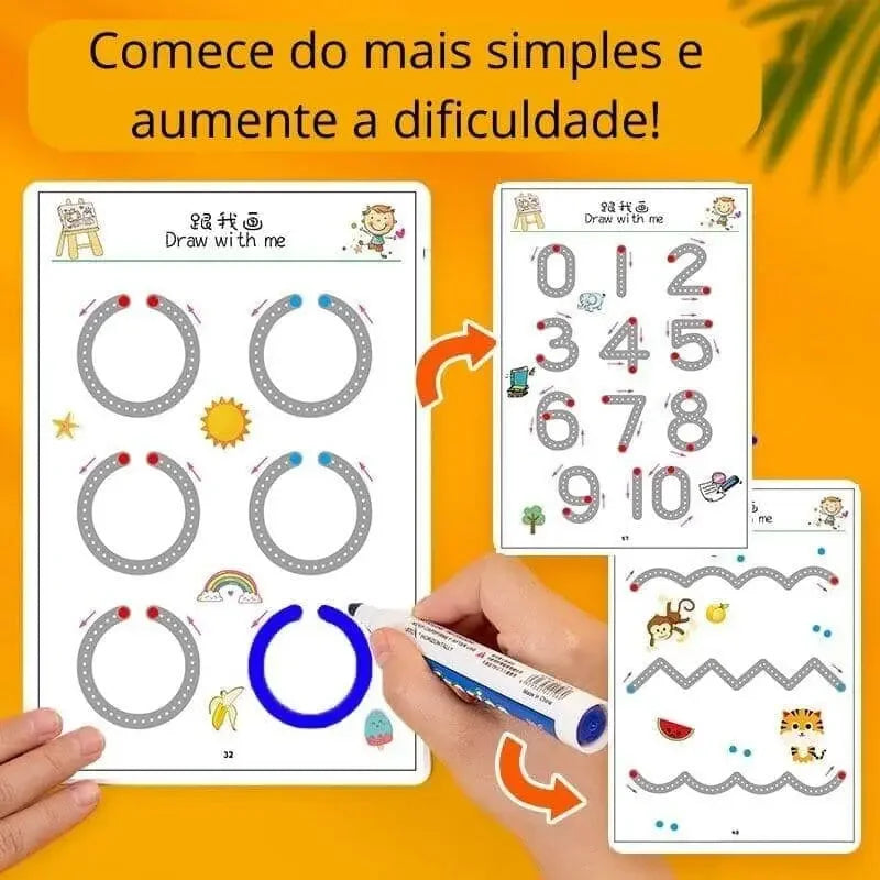 Caderno de Traçado e Desenho Infantil com Tinta Apagável