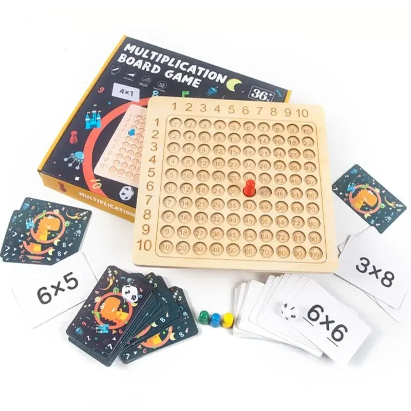 Jogo de Tabuleiro de Multiplicação Montessori de Madeira