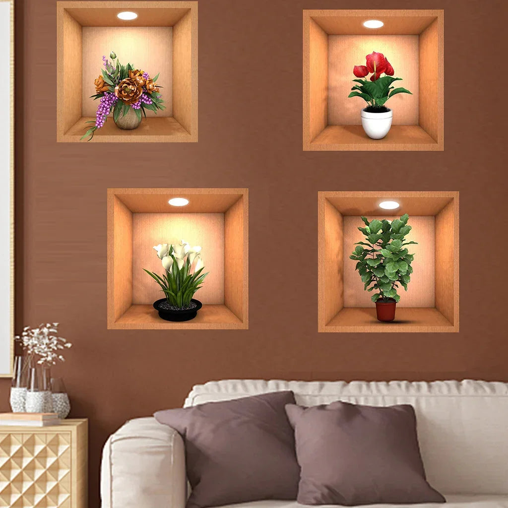 Kit 4 Quadros Adesivos Tridimensional