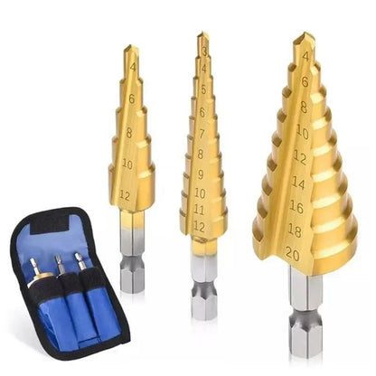 Kit Completo 6 Brocas Escalonadas de Titânio